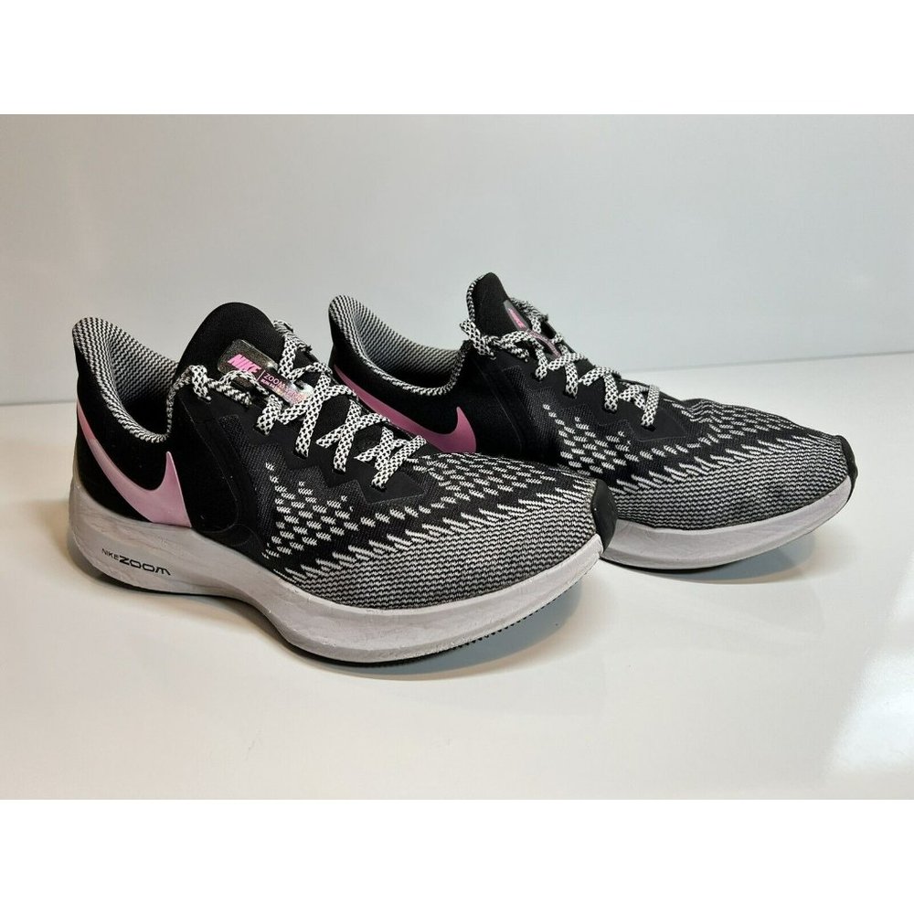 Nike Air Zoom Winflo 6 Black Lotus Pink Running Shoes, Women’s, Size 9.5